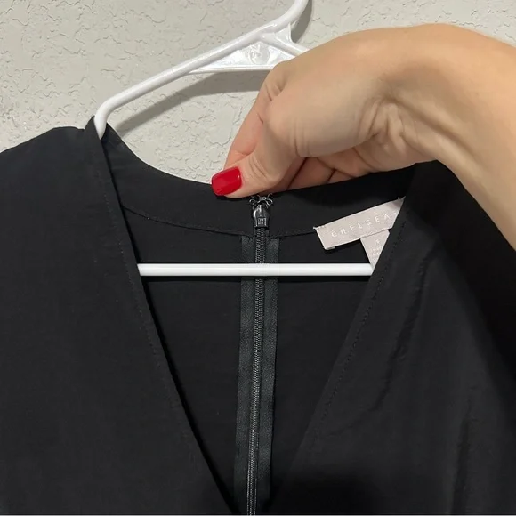 Chlesey28 Pleated Puff Shoulder Long Sleeve Midi Dress Black Womens Size Small - Picture 8 of 14